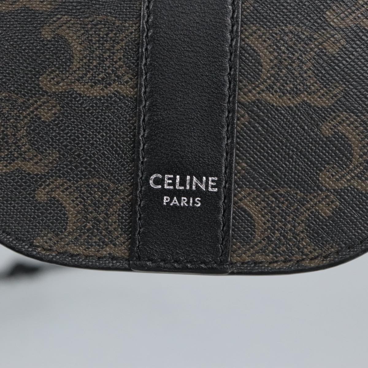 CELINE Triomphe Mobile Pouch PVC Black Silver Auth 98603A