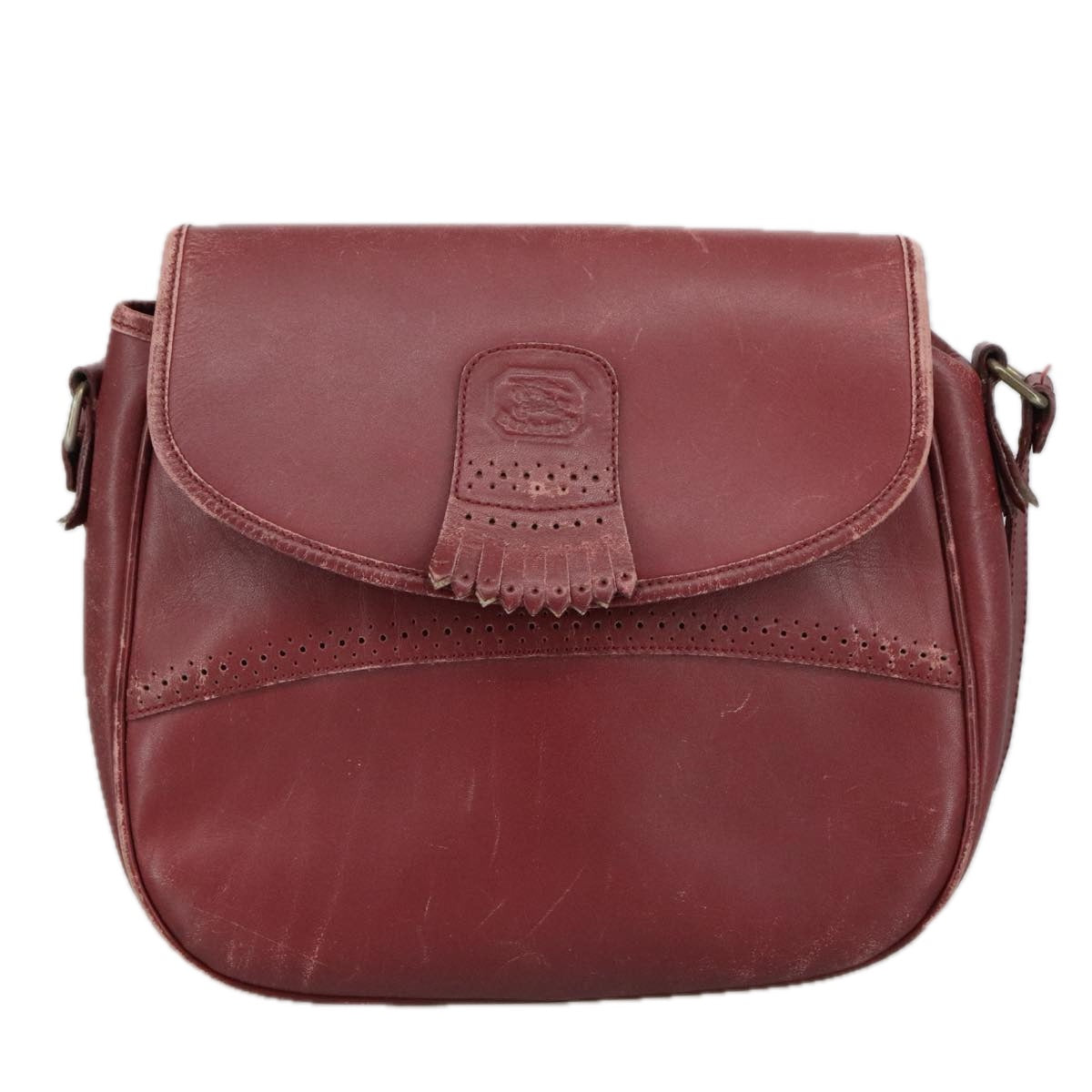 Burberrys Shoulder Bag Leather Bordeaux Auth 98623