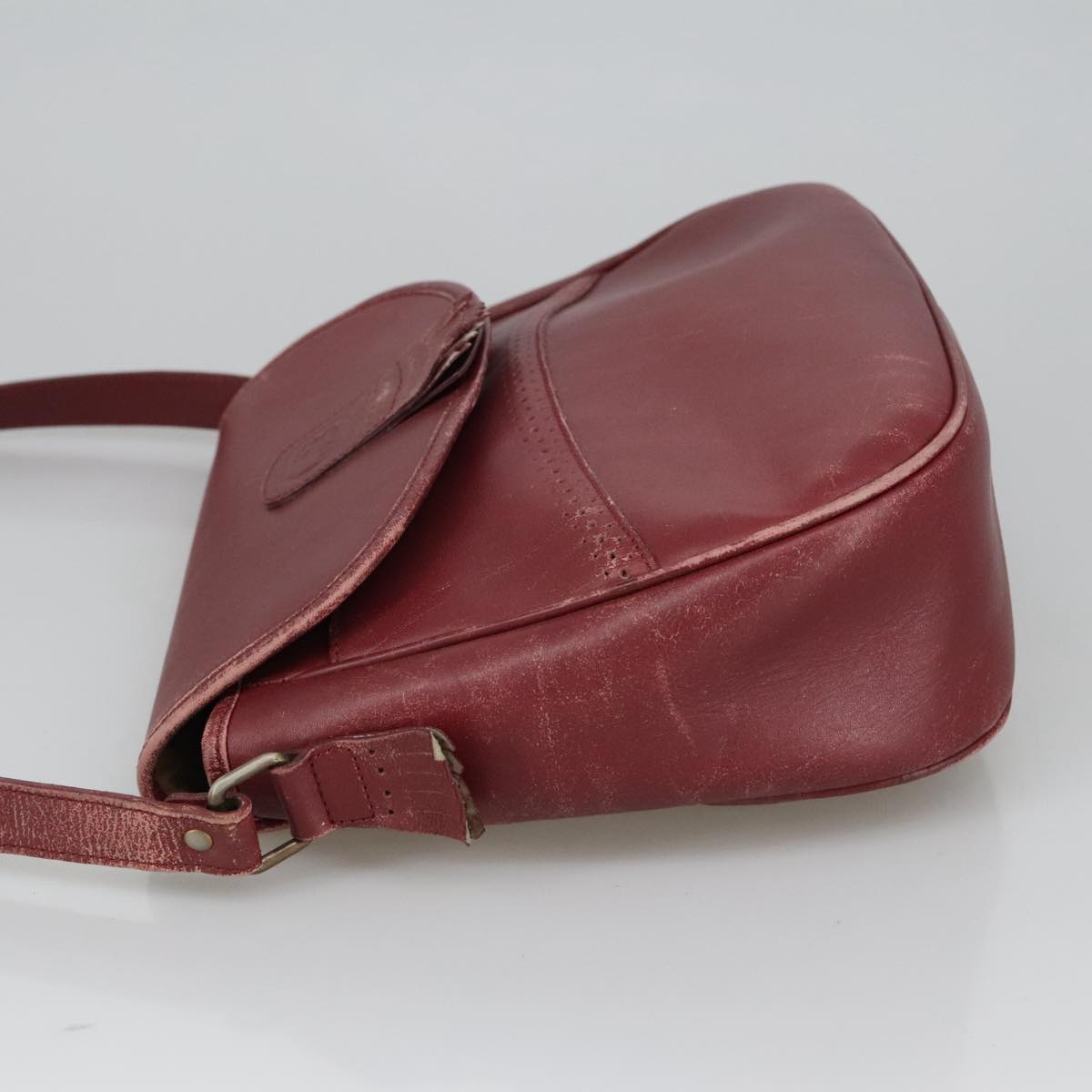 Burberrys Shoulder Bag Leather Bordeaux Auth 98623