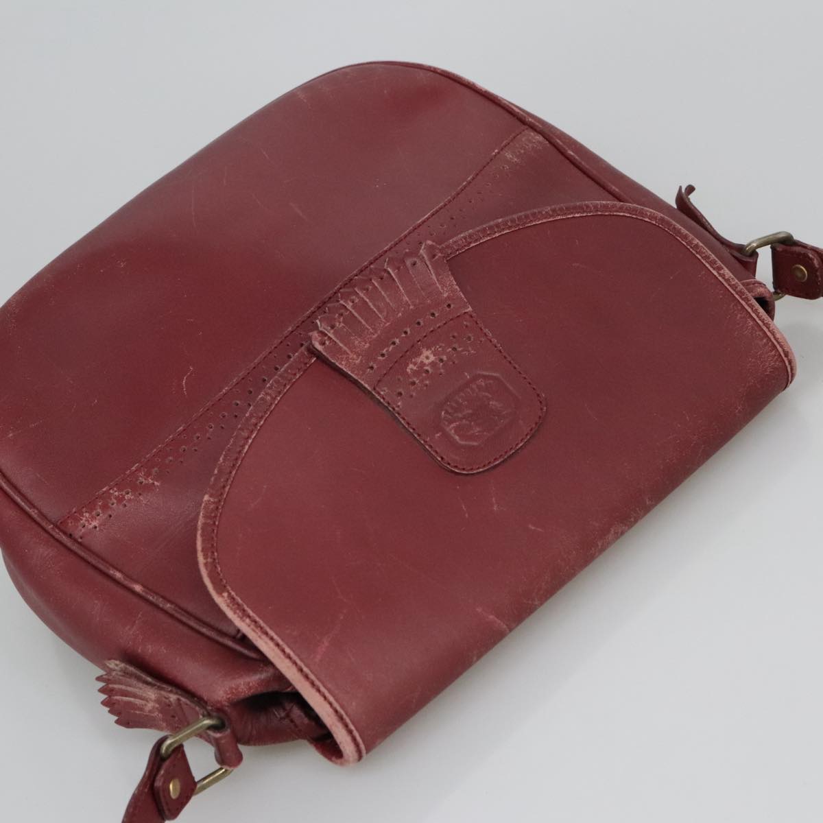 Burberrys Shoulder Bag Leather Bordeaux Auth 98623