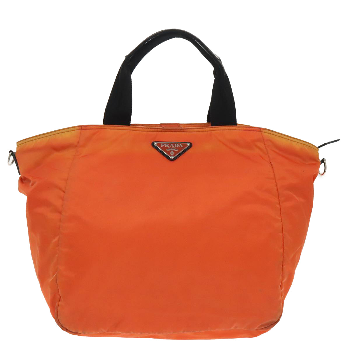 PRADA Tote Bag Nylon 2way Orange Silver Auth 98724