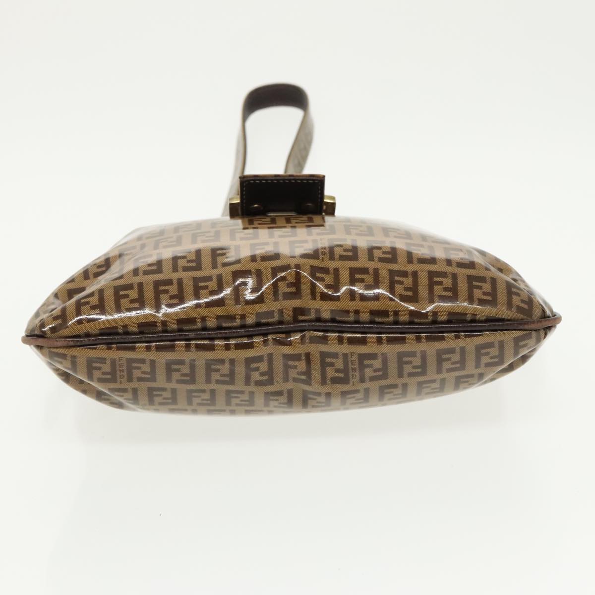 FENDI Zucchino Canvas Mamma Baguette Shoulder Bag Beige Gold Auth 98793