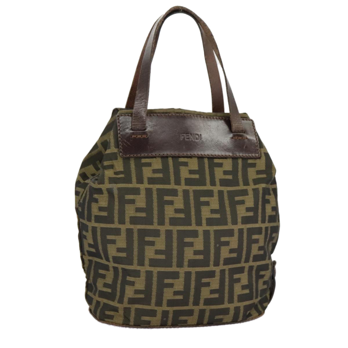 FENDI Zucca Canvas Hand Bag Brown Black Auth 98827