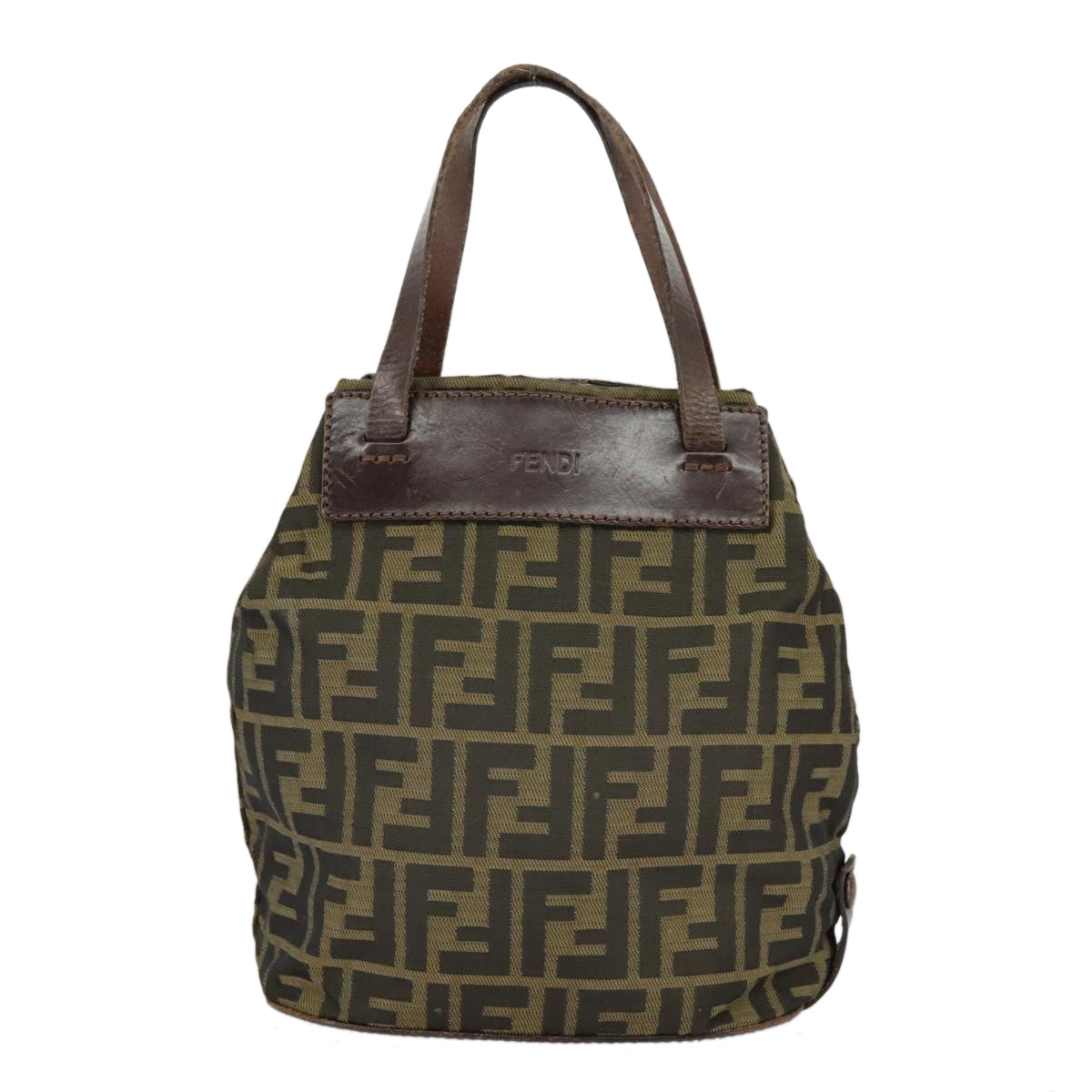 FENDI Zucca Canvas Hand Bag Brown Black Auth 98827