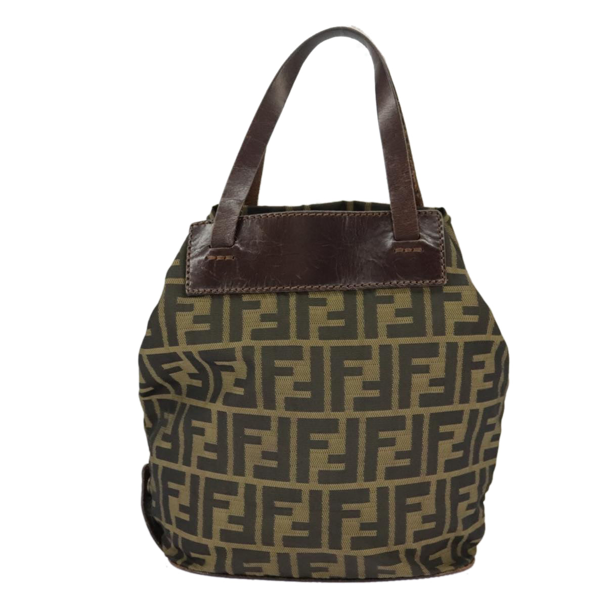 FENDI Zucca Canvas Hand Bag Brown Black Auth 98827