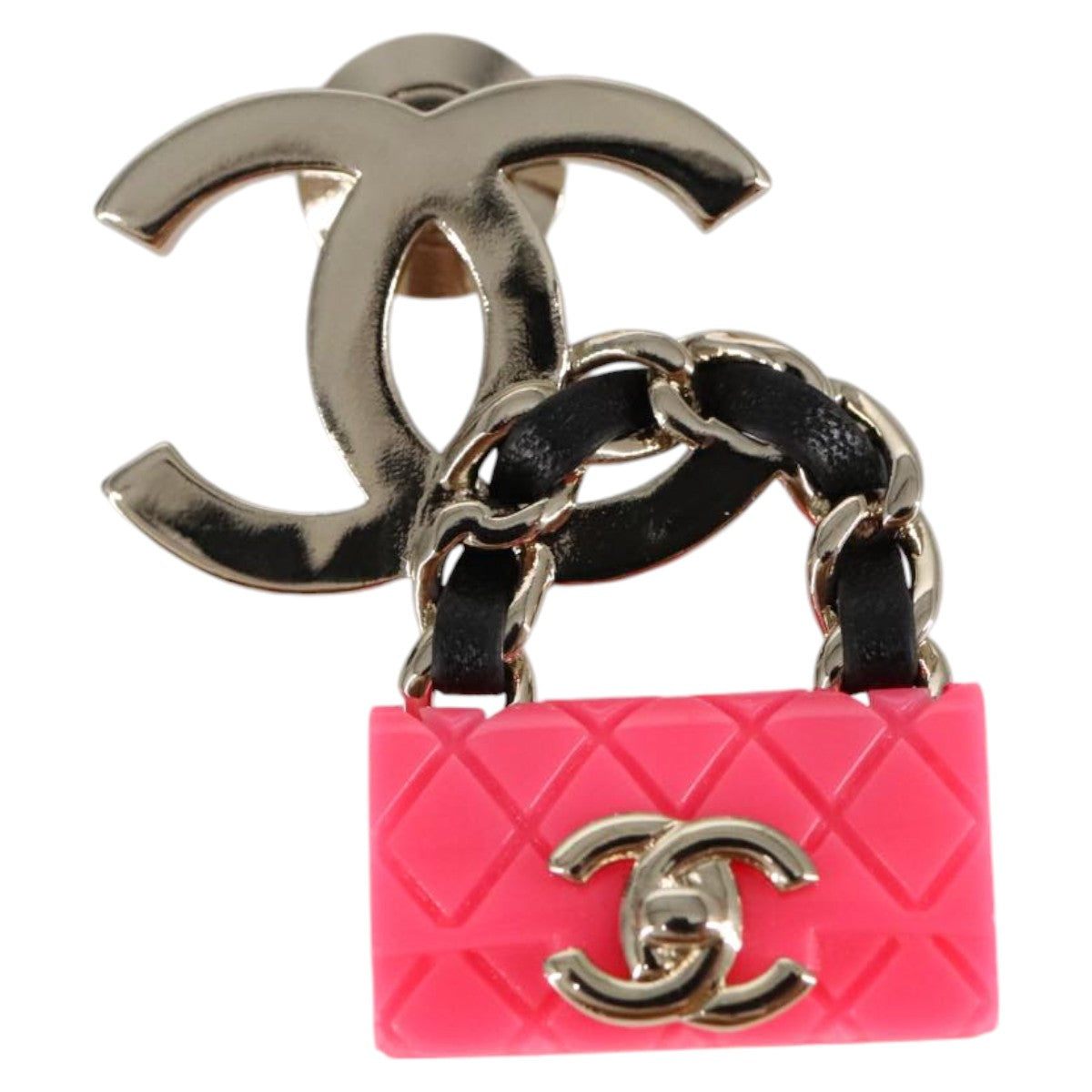 CHANEL COCO Mark Brooch metal Silver CC Auth 98931