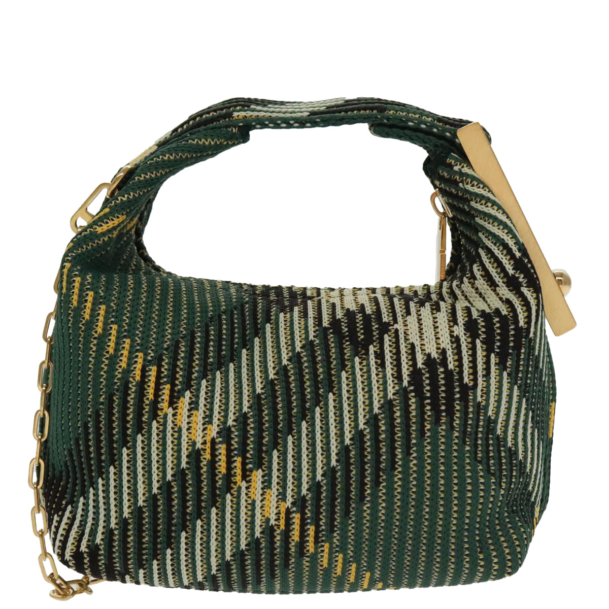BURBERRY Mini Peg Duffle Bag Chain Hand Bag Green Auth 98935SV