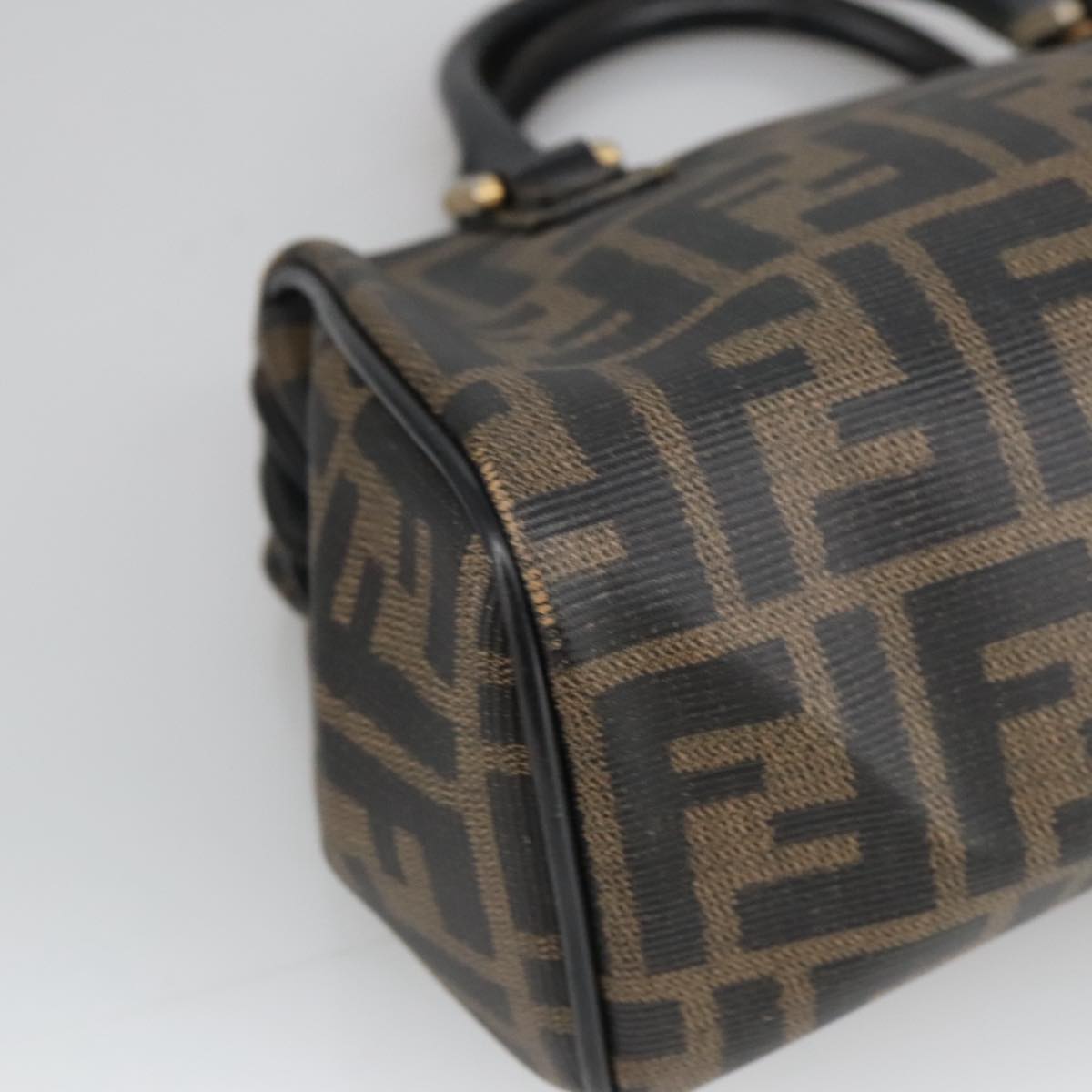 FENDI Zucca Canvas Hand Bag Brown Black Auth 98983