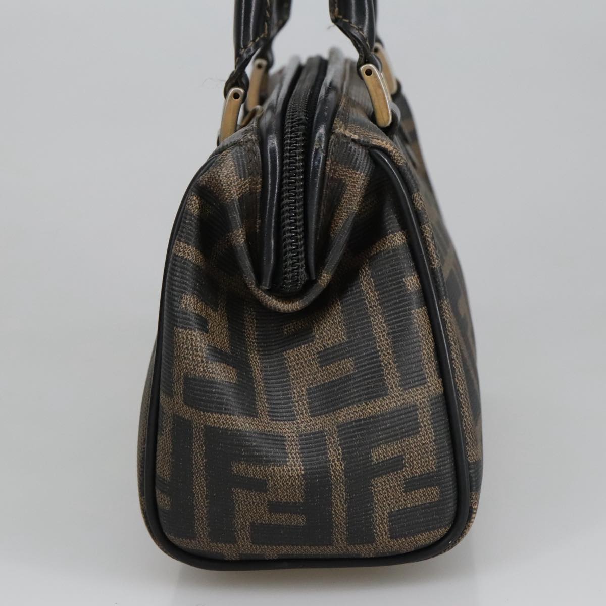 FENDI Zucca Canvas Hand Bag Brown Black Auth 98983