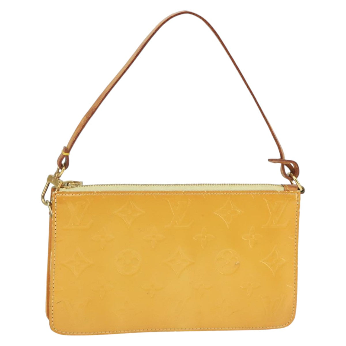 LOUIS VUITTON Vernis Lexington Accessory Pouch Lime Yellow M91058 LV Auth 99021