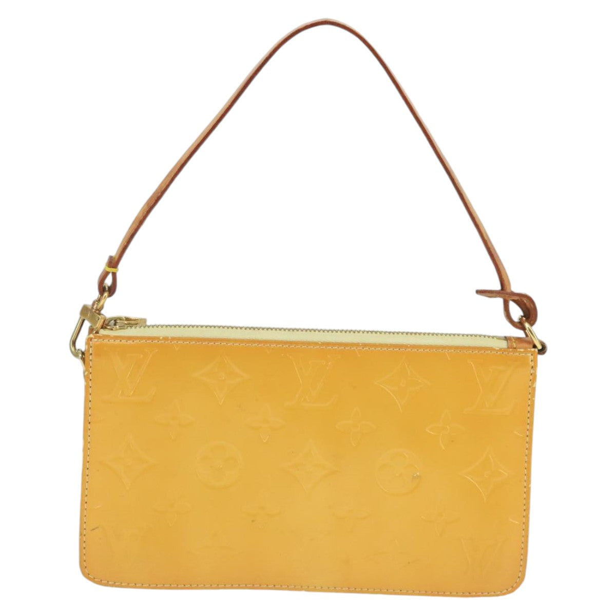 LOUIS VUITTON Vernis Lexington Accessory Pouch Lime Yellow M91058 LV Auth 99021