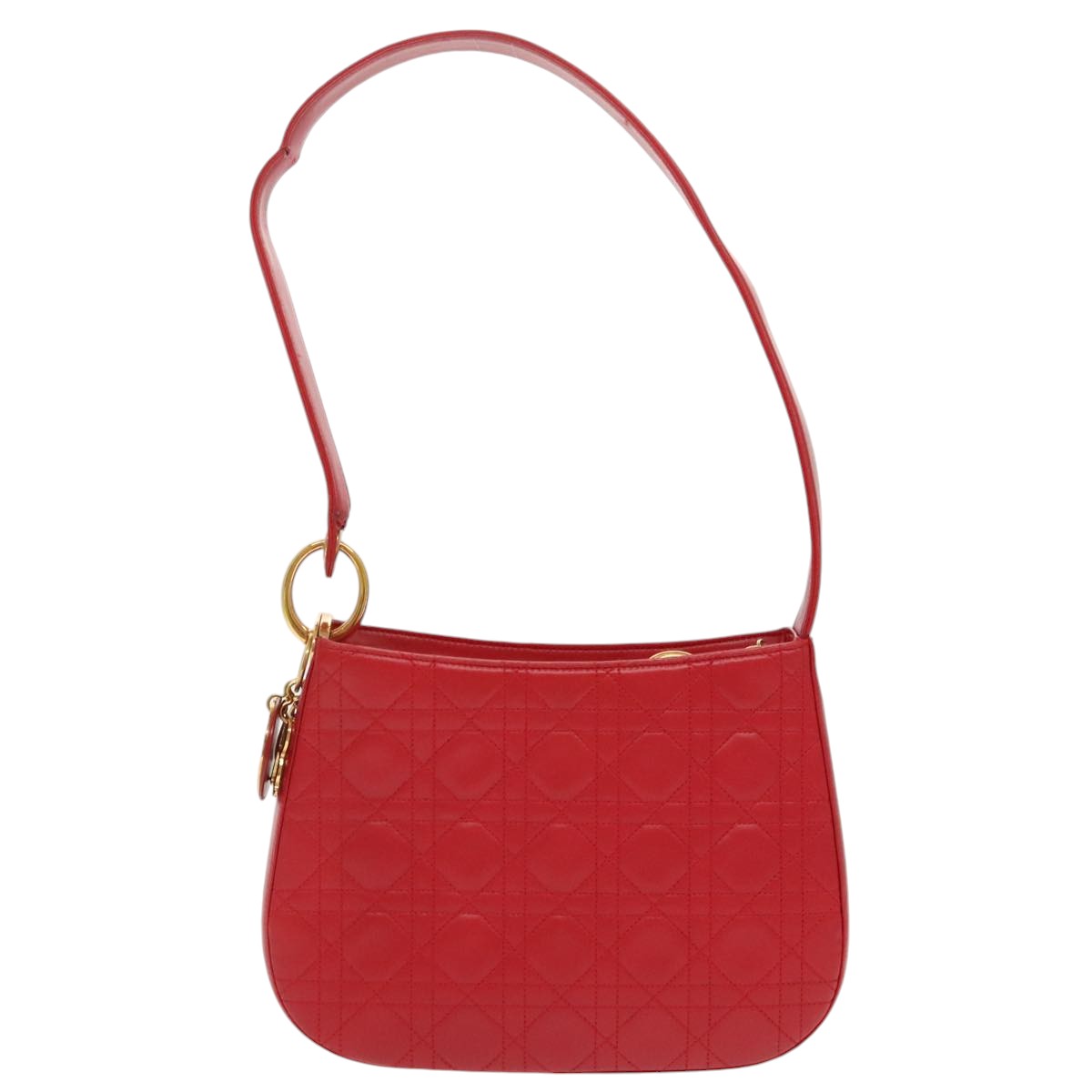 Christian Dior Lady Dior Canage Shoulder Bag Leather Red Auth 99131