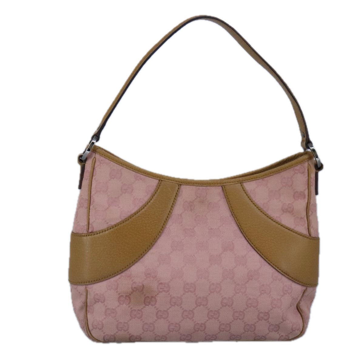 GUCCI GG Canvas Shoulder Bag Pink Beige 113012 Auth 99144