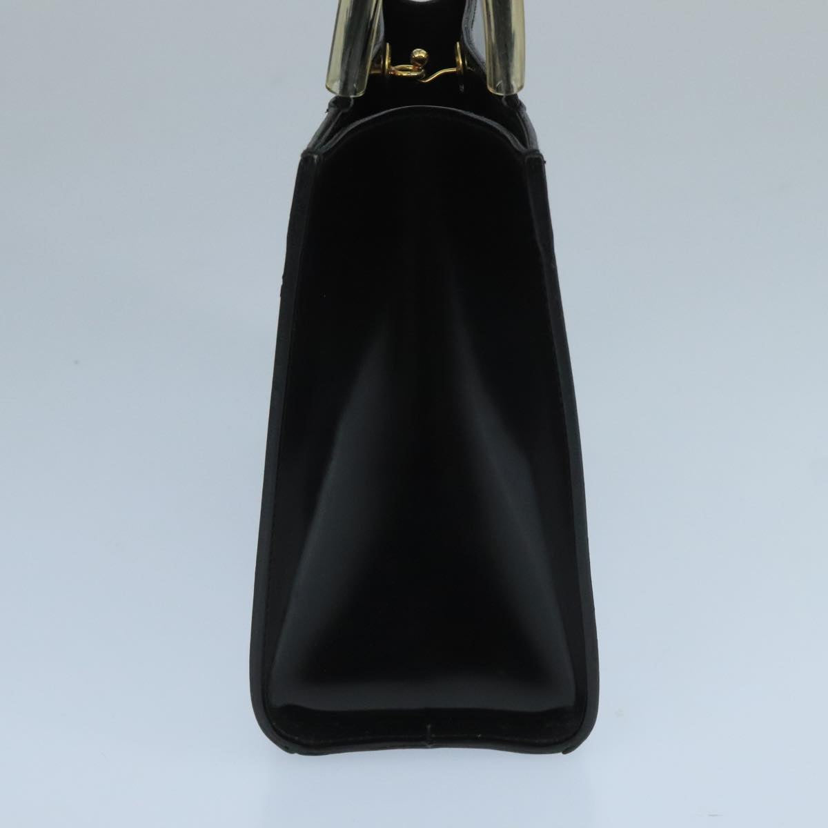 Salvatore Ferragamo Hand Bag Enamel Black Clear Gold Auth 99177