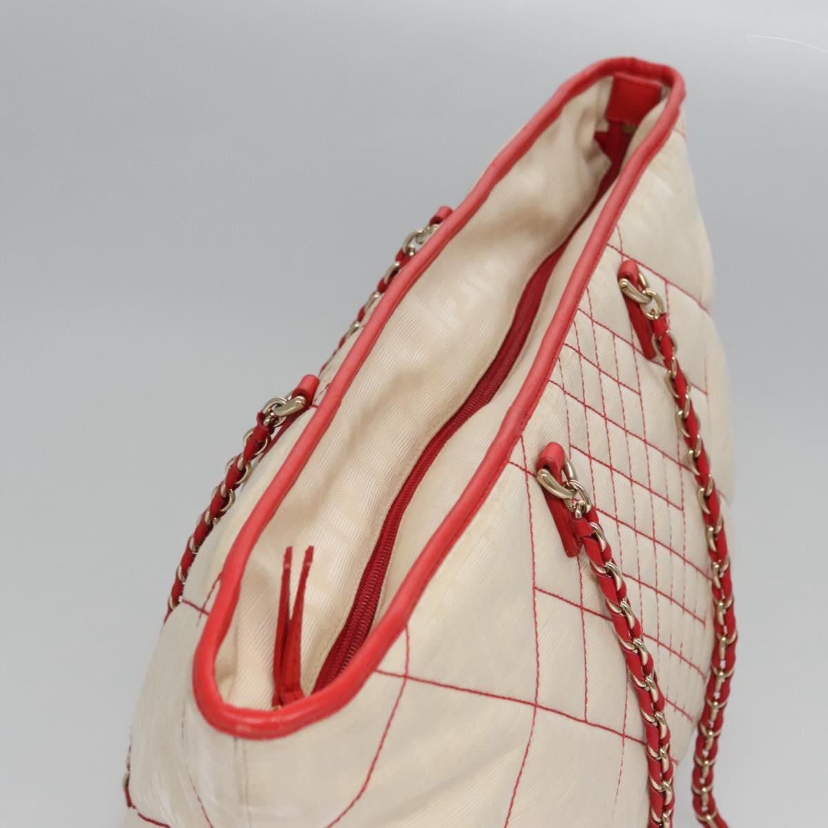FENDI Zucca Canvas Chain Tote Bag Beige Auth 99179