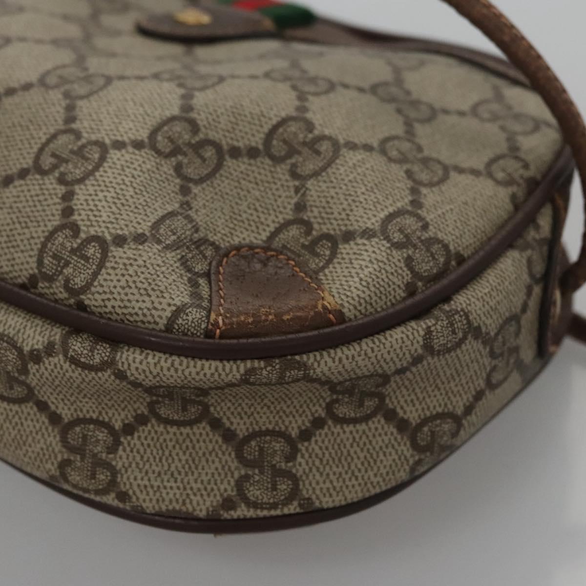 GUCCI GG Supreme Web Sherry Line Shoulder Bag PVC Beige Red Auth 99180