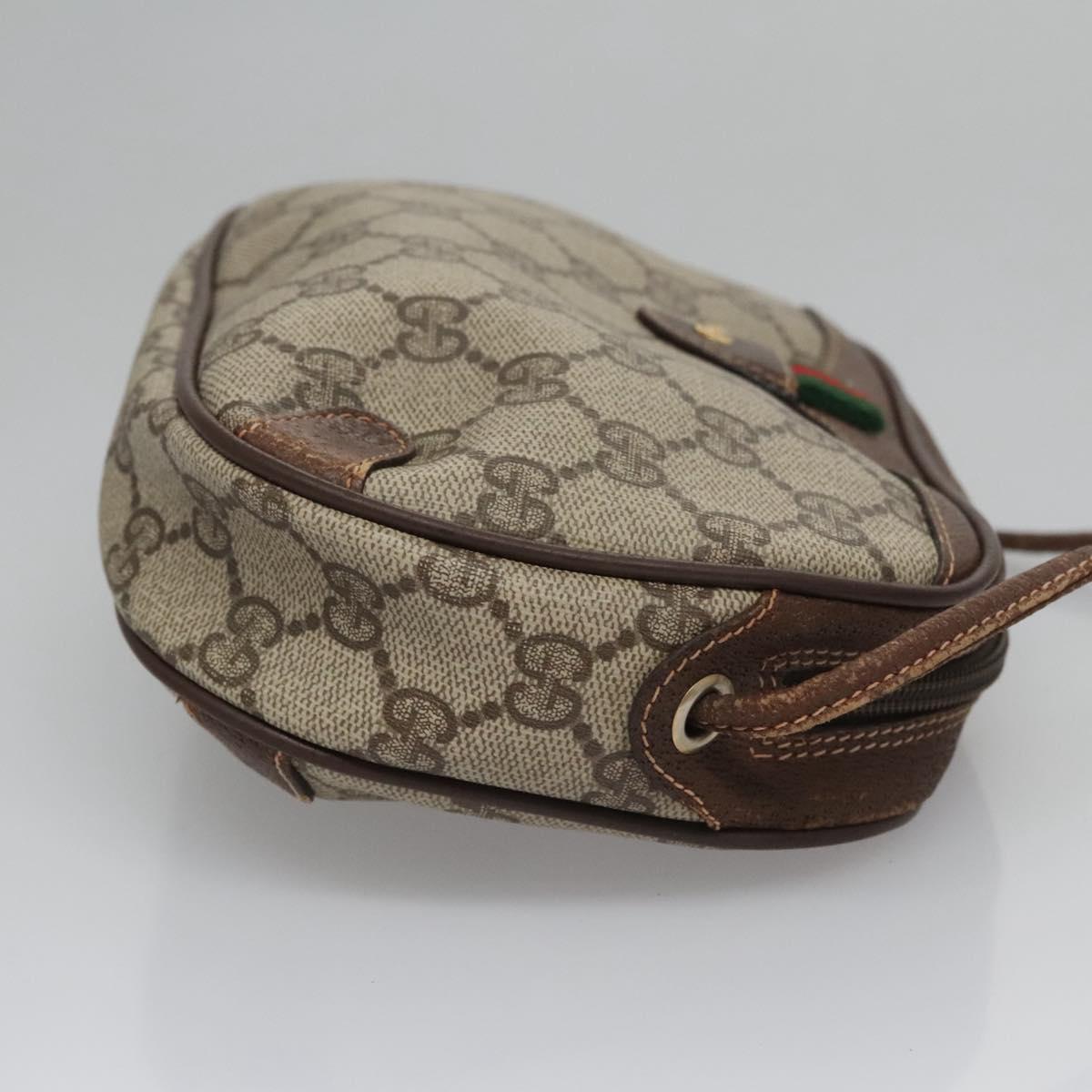 GUCCI GG Supreme Web Sherry Line Shoulder Bag PVC Beige Red Auth 99180