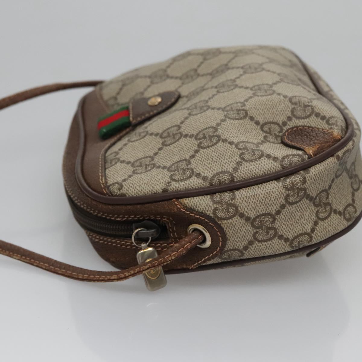 GUCCI GG Supreme Web Sherry Line Shoulder Bag PVC Beige Red Auth 99180
