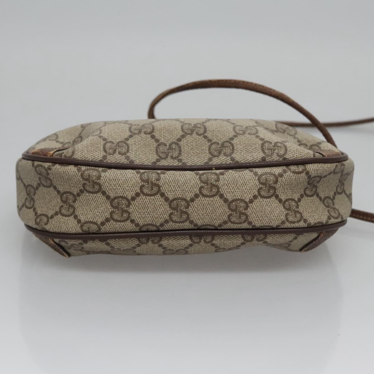 GUCCI GG Supreme Web Sherry Line Shoulder Bag PVC Beige Red Auth 99180