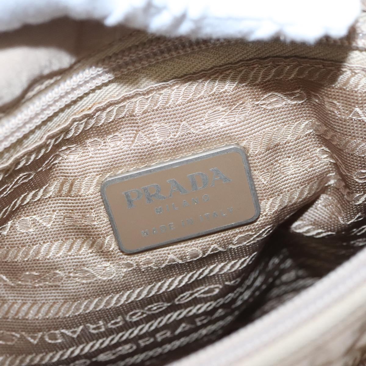 PRADA Hand Bag Nylon Beige Auth 99182