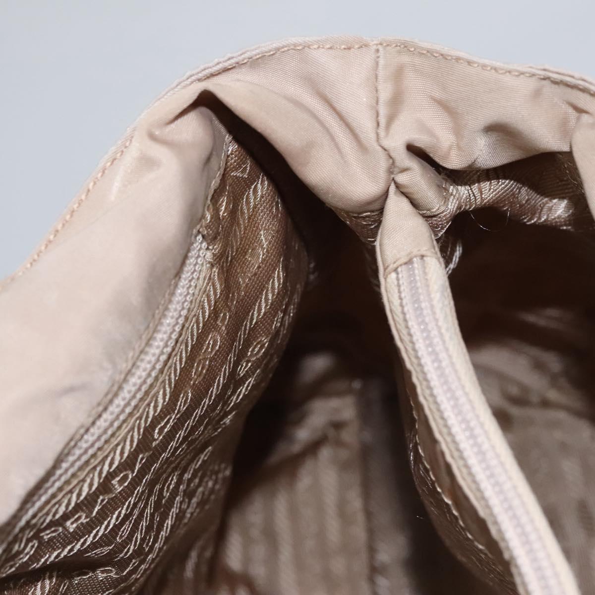 PRADA Hand Bag Nylon Beige Auth 99182