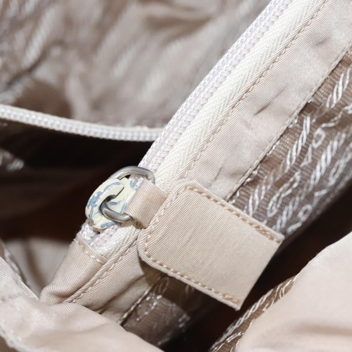 PRADA Hand Bag Nylon Beige Auth 99182