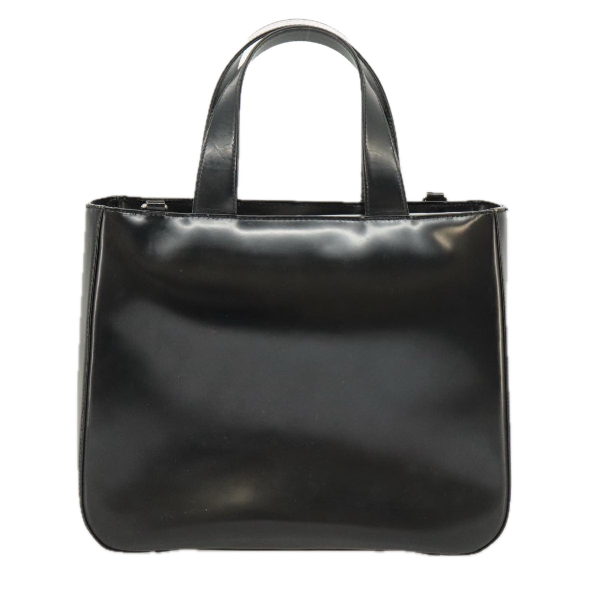 GUCCI Hand Bag Enamel 2way Black Silver 000 2058 0504 5 Auth 99303