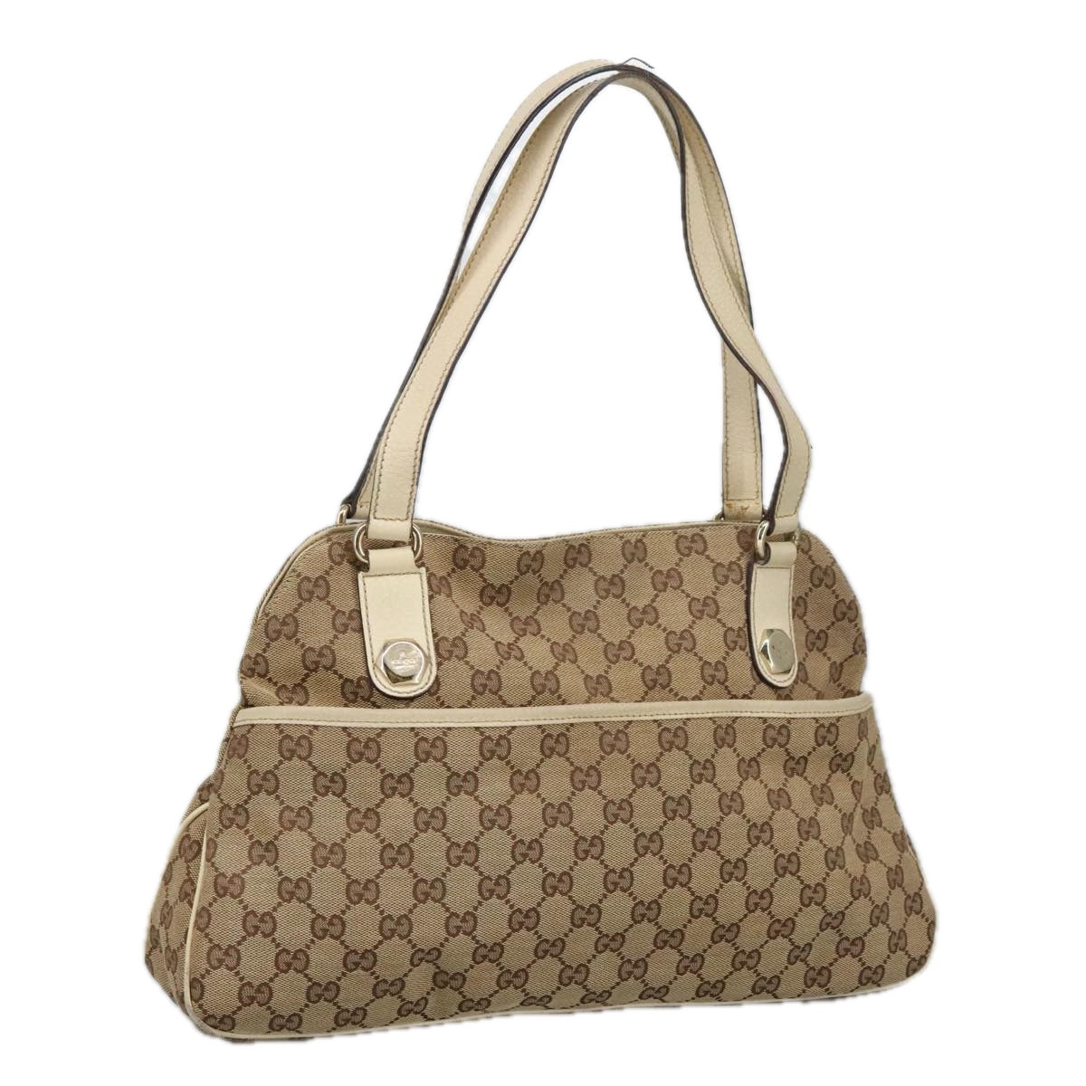 GUCCI GG Canvas Tote Bag Beige Gold 163288 Auth 99307