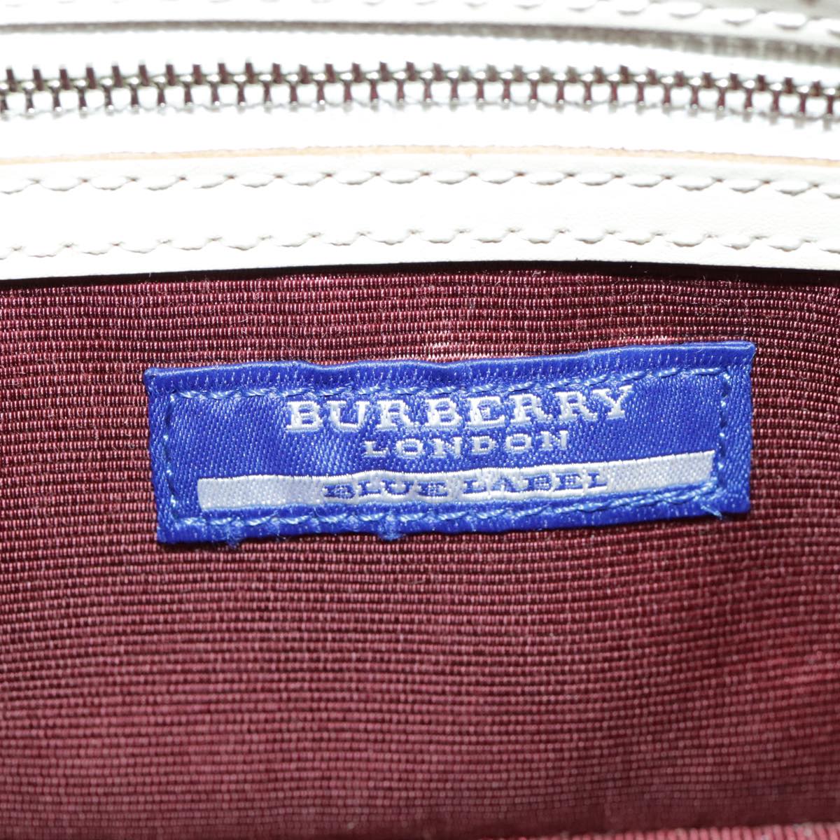 BURBERRY Blue Label Nova Check Shoulder Bag Canvas Silver Black Auth 99324