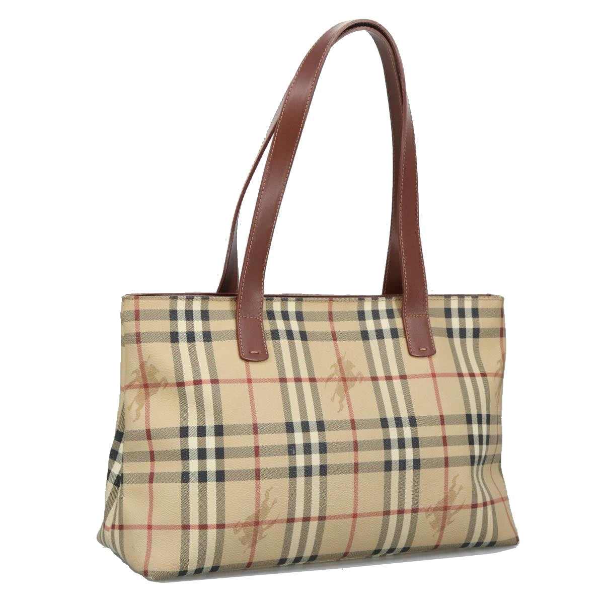 BURBERRY Nova Check Shoulder Bag PVC Beige Auth 99327