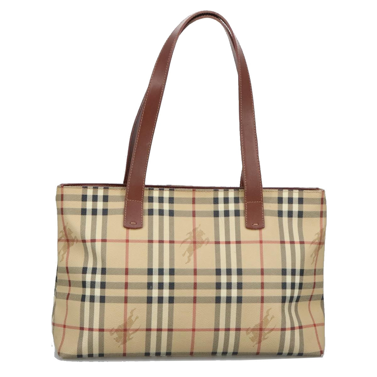 BURBERRY Nova Check Shoulder Bag PVC Beige Auth 99327