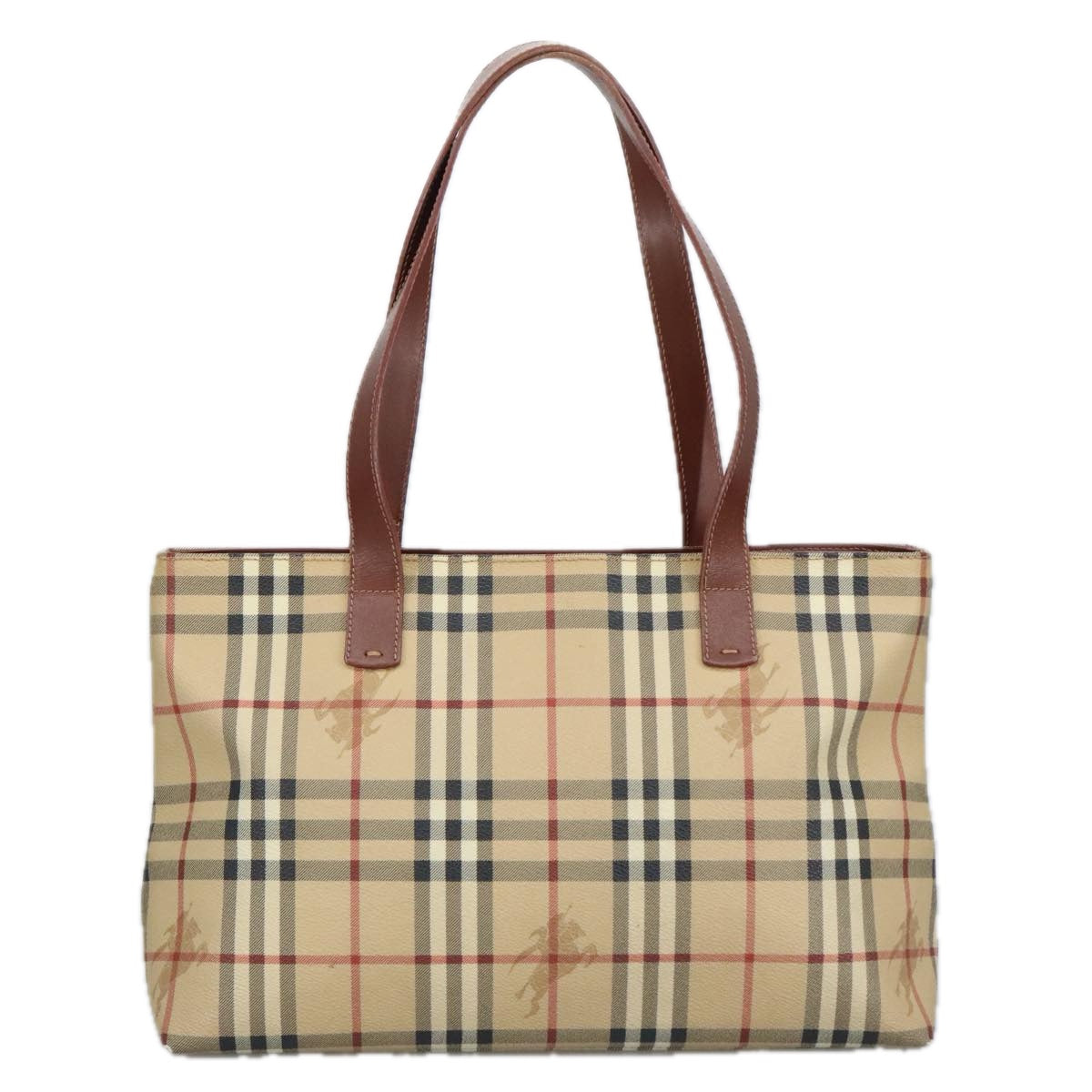 BURBERRY Nova Check Shoulder Bag PVC Beige Auth 99327