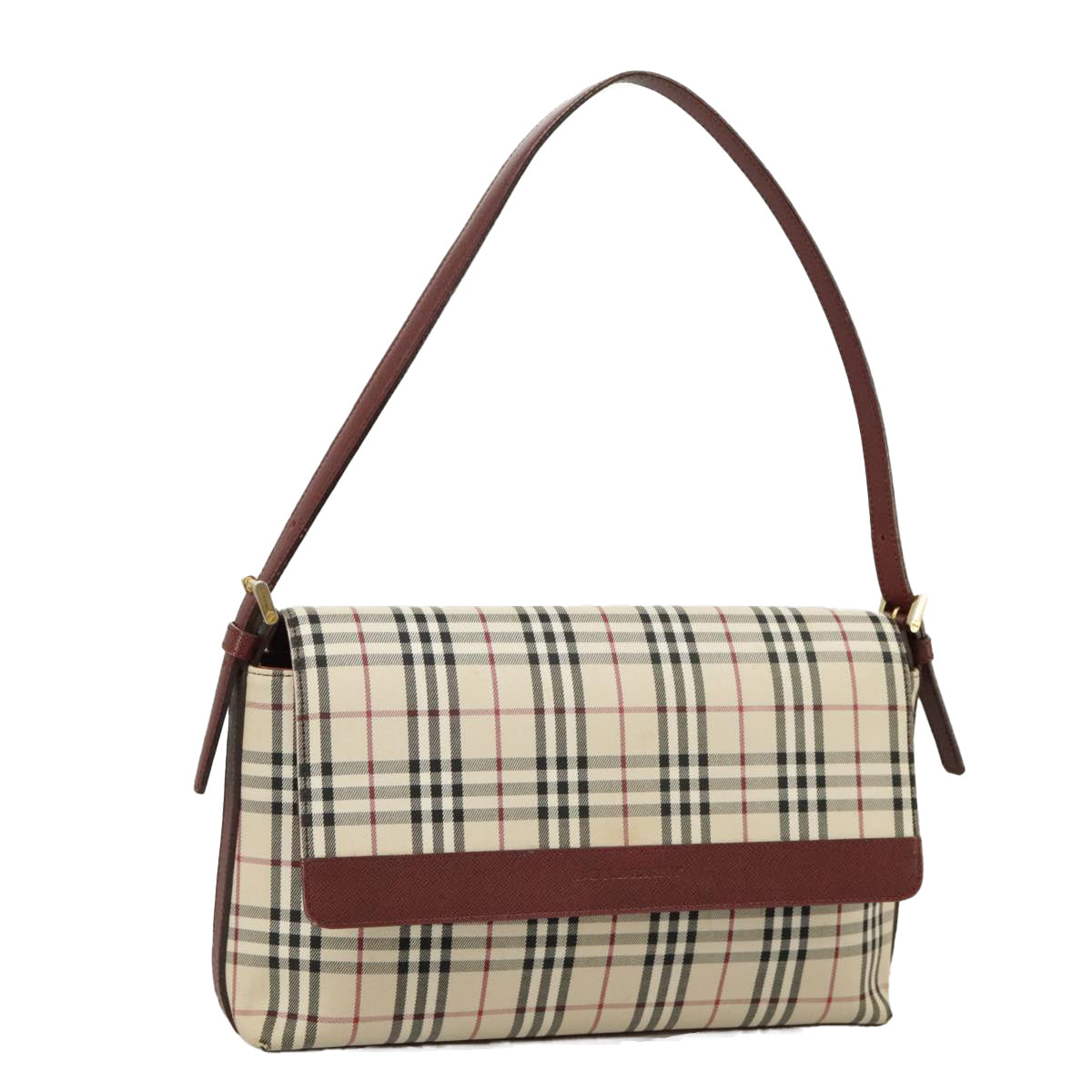 BURBERRY Nova Check Shoulder Bag Canvas Beige Auth 99337