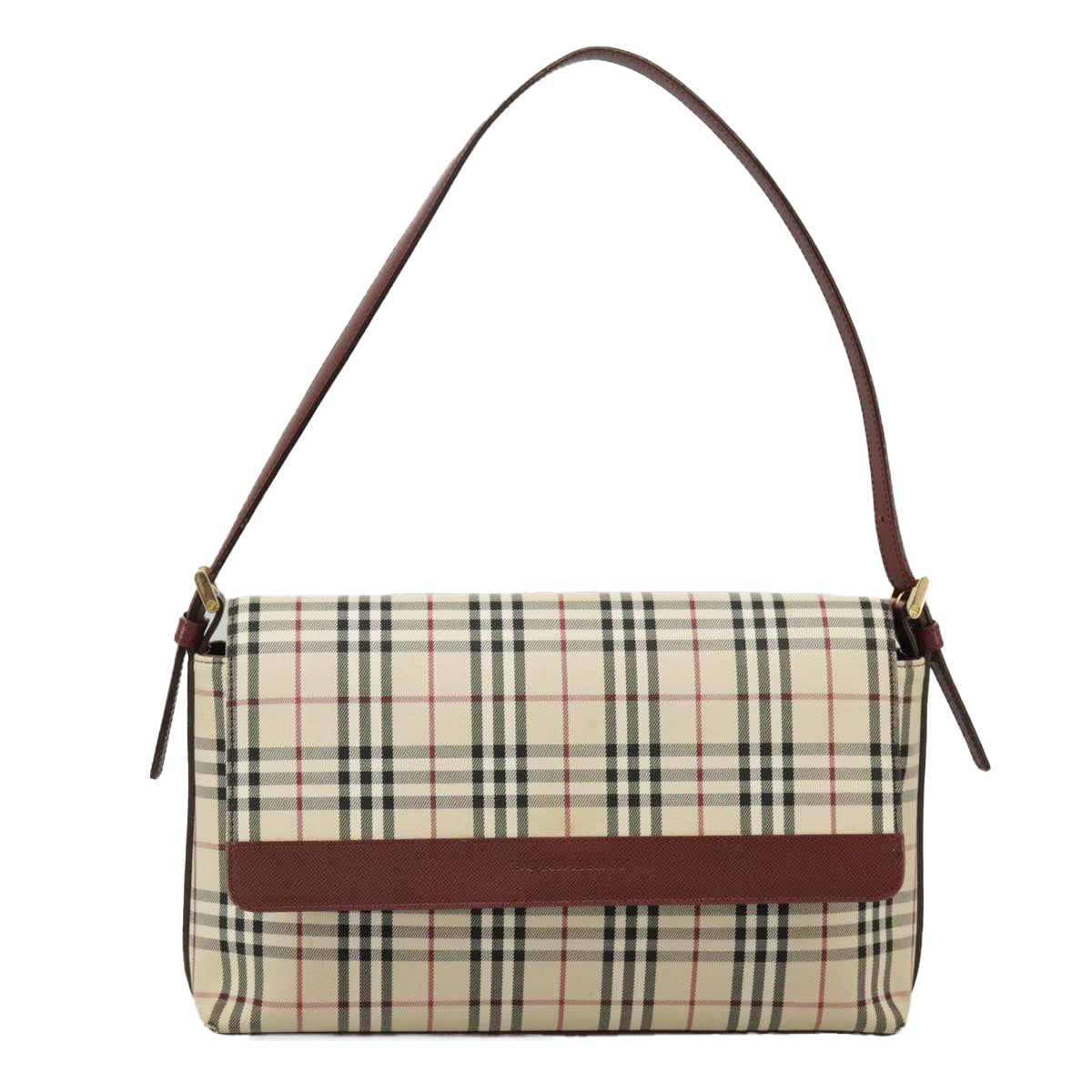 BURBERRY Nova Check Shoulder Bag Canvas Beige Auth 99337