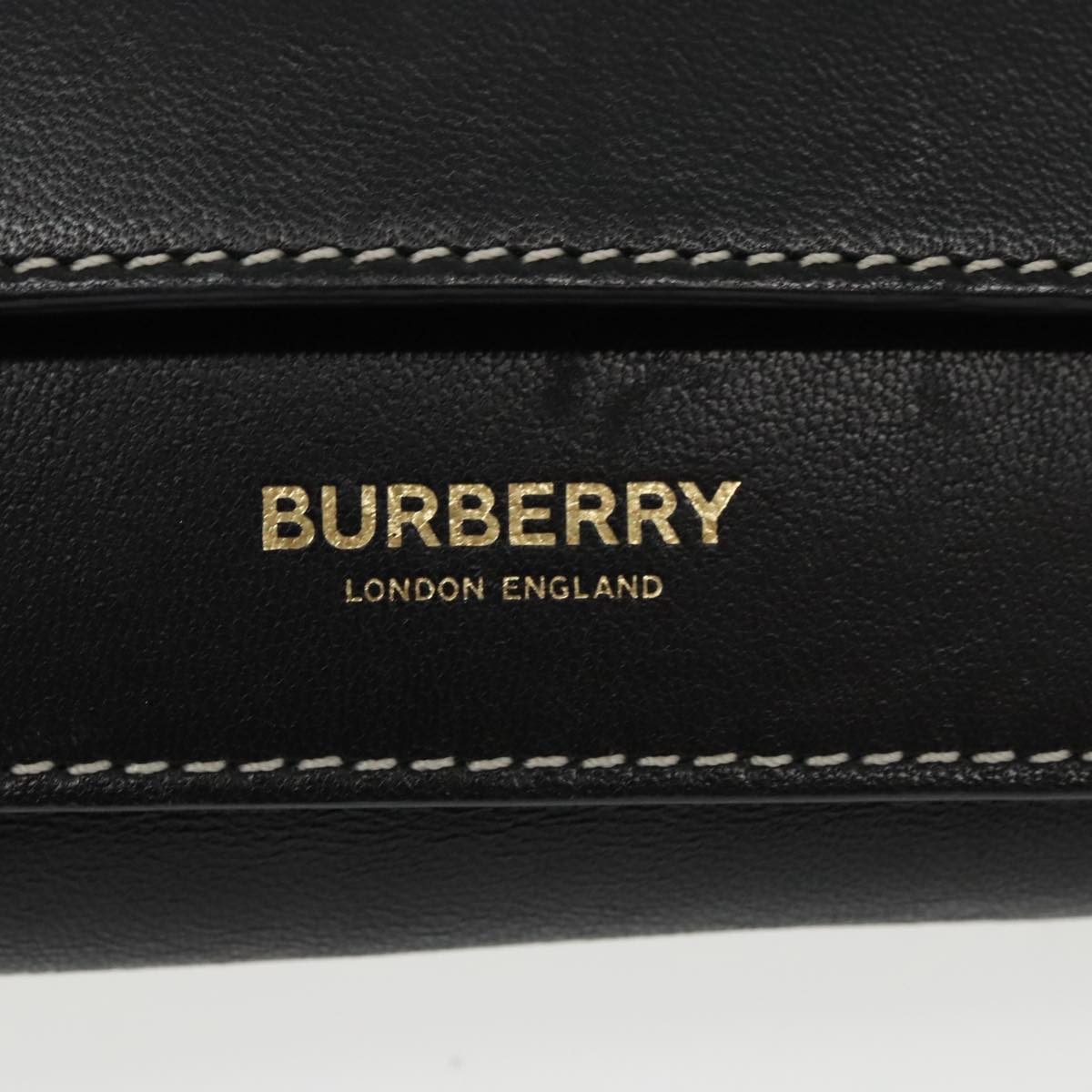 BURBERRY Shoulder Bag Leather Black Gold P14962 Auth 99343