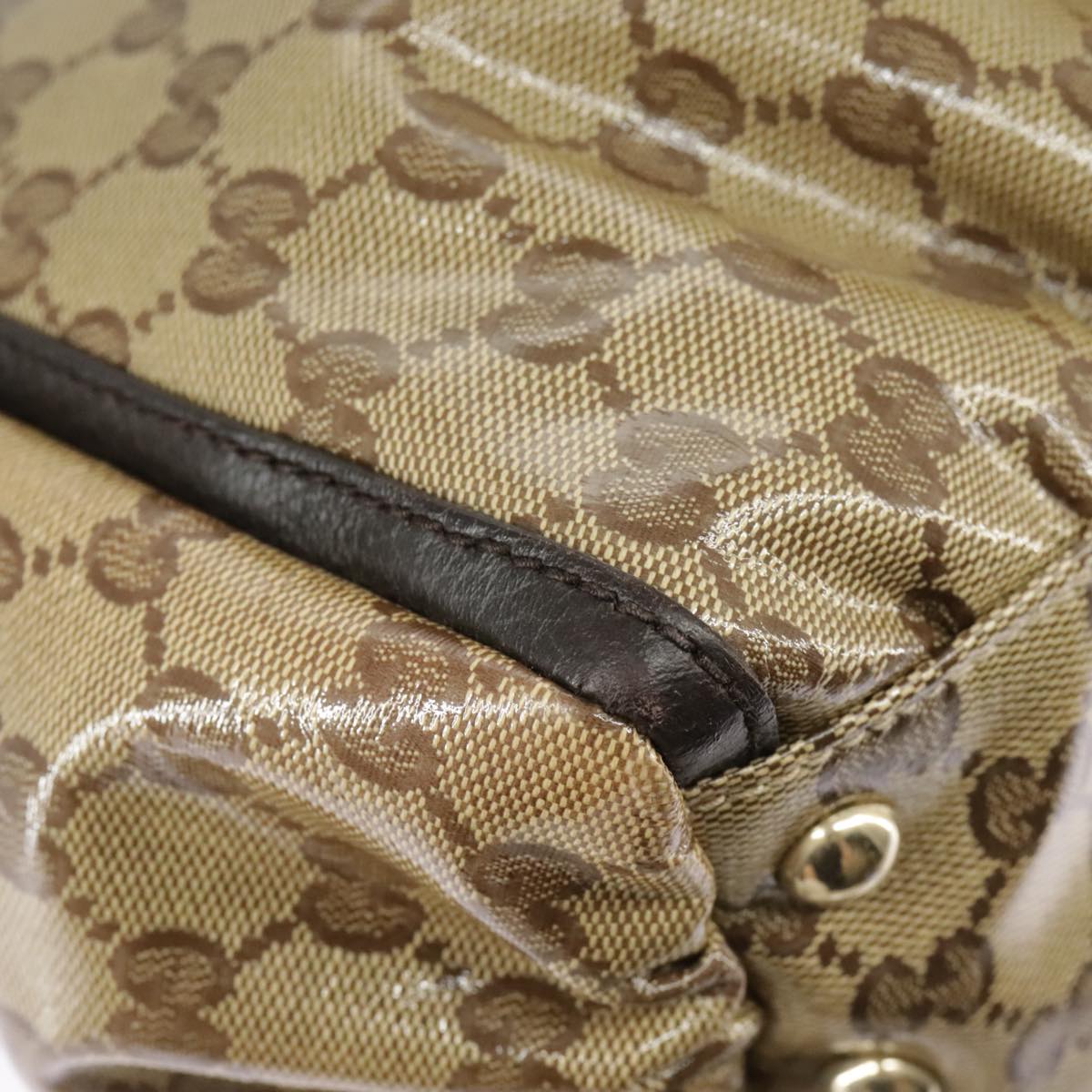 GUCCI GG Crystal Shoulder Bag Beige Gold 327787 Auth 99347