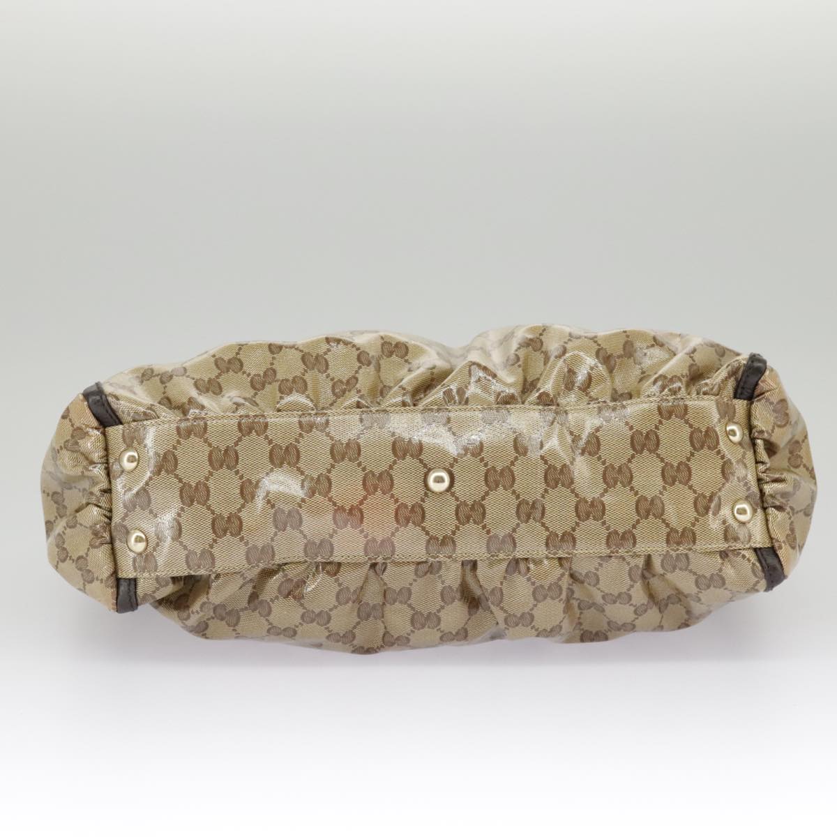 GUCCI GG Crystal Shoulder Bag Beige Gold 327787 Auth 99347