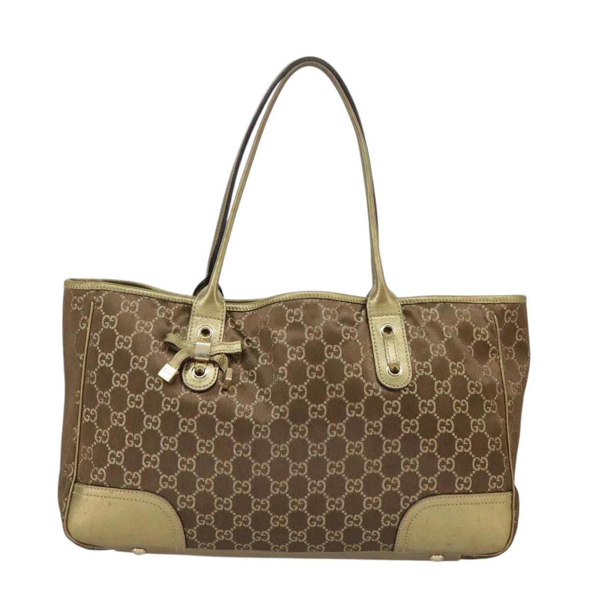 GUCCI GG Canvas Shoulder Bag Brown Gold 163805 Auth 99348