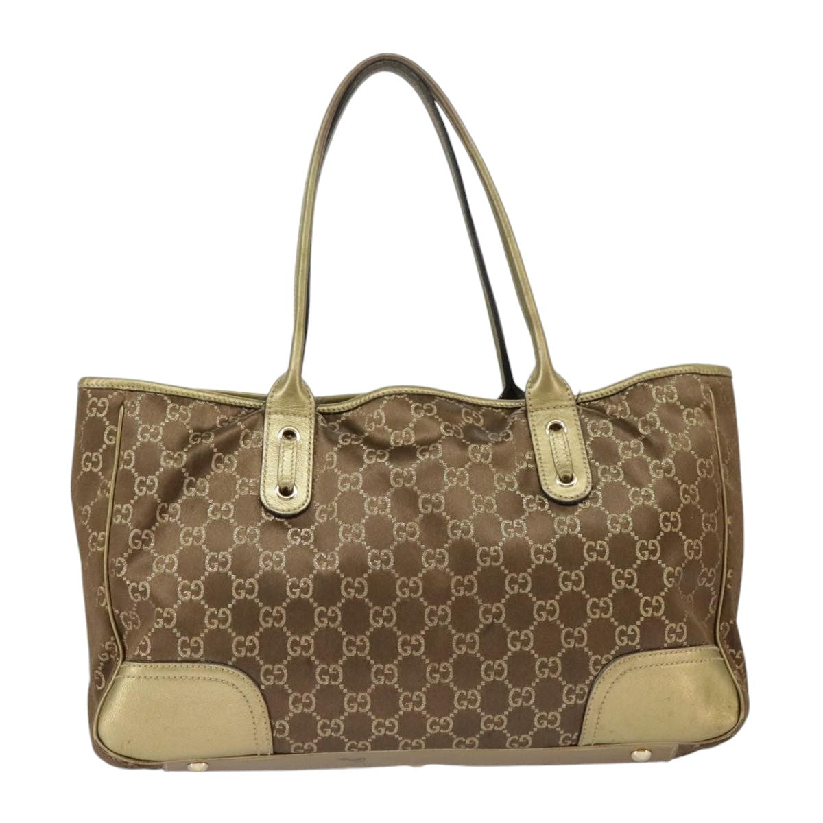 GUCCI GG Canvas Shoulder Bag Brown Gold 163805 Auth 99348