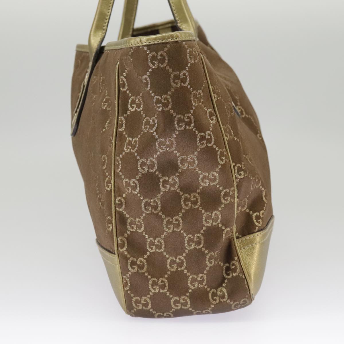 GUCCI GG Canvas Shoulder Bag Brown Gold 163805 Auth 99348