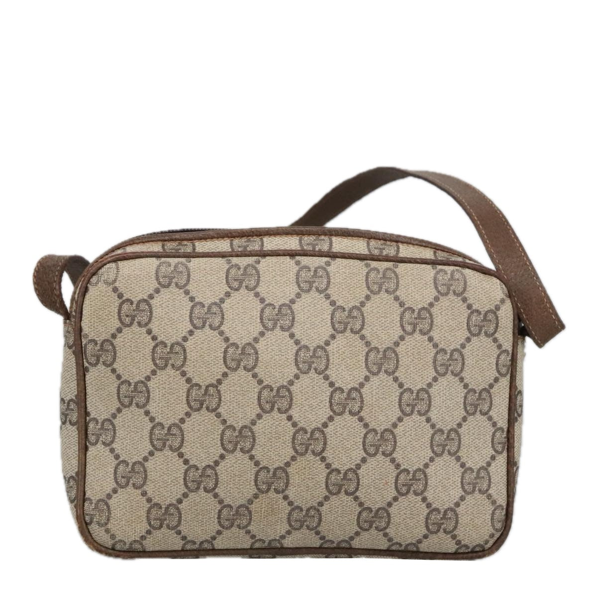 GUCCI GG Supreme Shoulder Bag PVC Beige Auth 99351