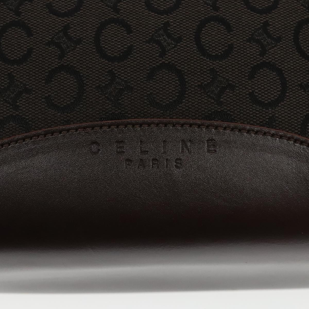 CELINE C Macadam Canvas Shoulder Bag Dark Brown Auth 99361