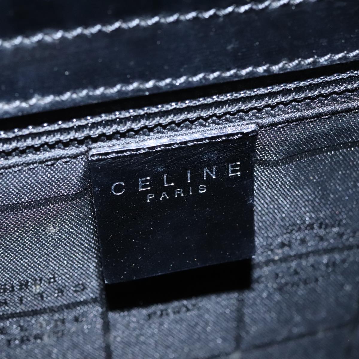 CELINE Hand Bag Leather 2way Black Auth 99381