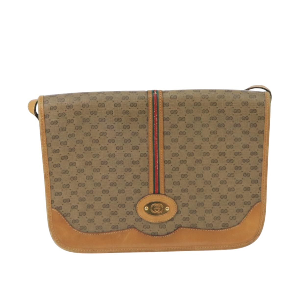 GUCCI Micro GG Supreme Shoulder Bag PVC Beige Gold 001 104 0551 Auth 99407