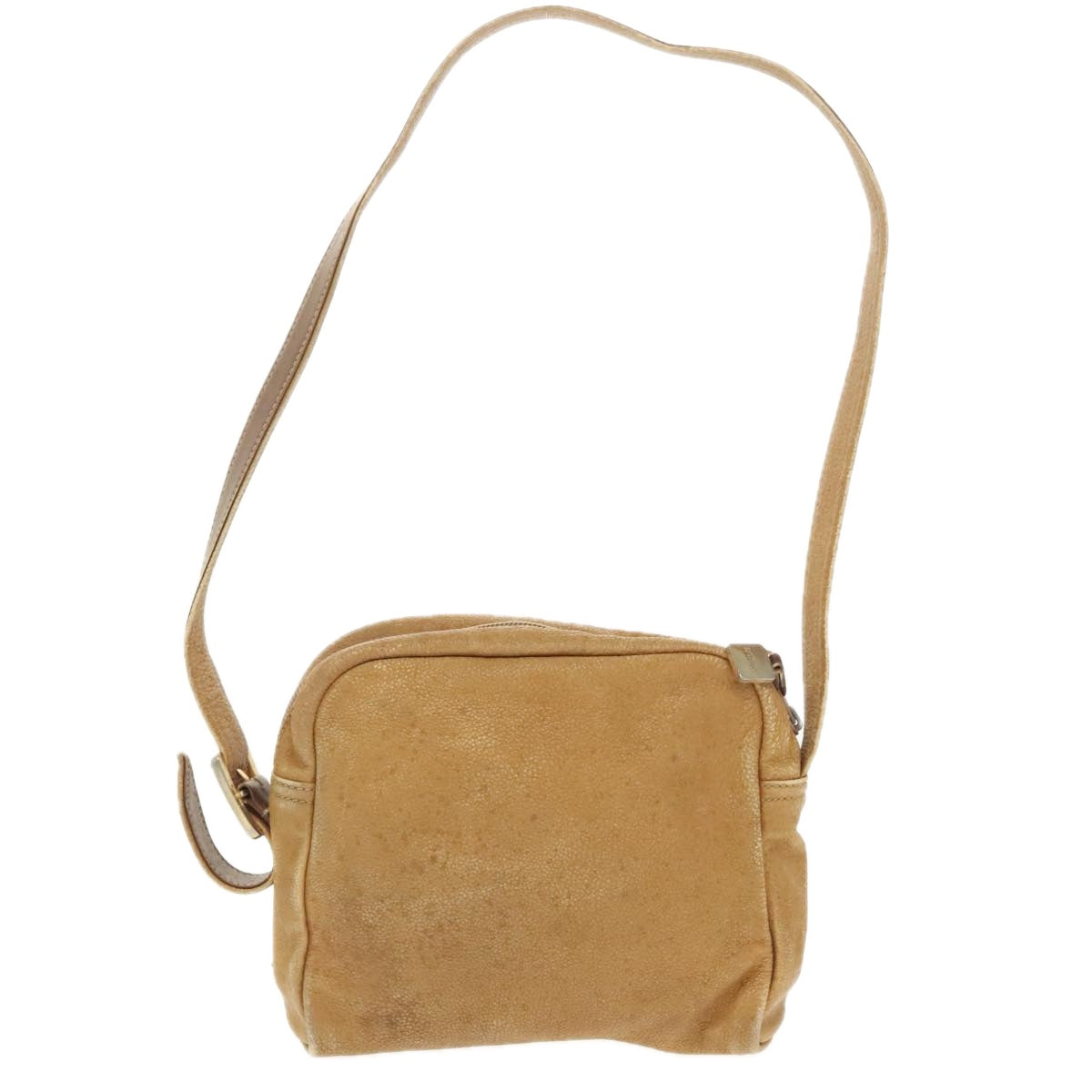 LOEWE Anagram Shoulder Bag Leather Beige Auth 99409