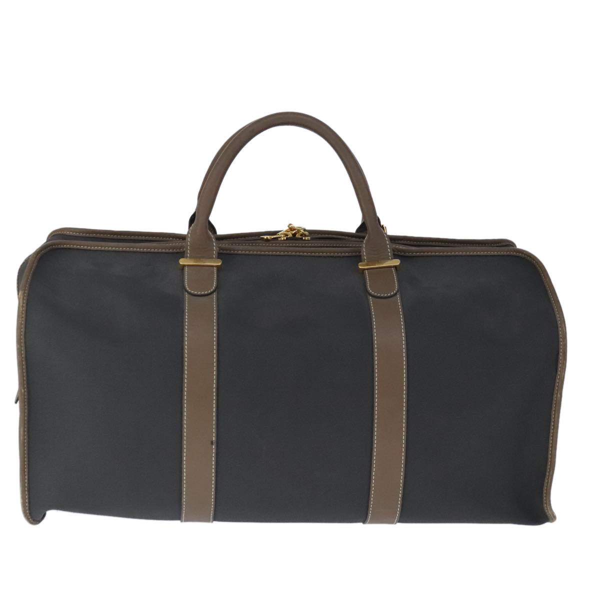 Dunhill Boston Bag Coated Canvas Gray Brown Auth 99418