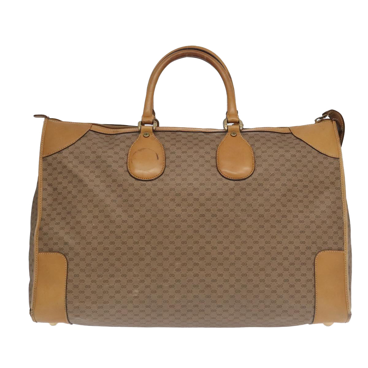 GUCCI Micro GG Canvas Boston Bag PVC Leather 2way Beige Auth 99419