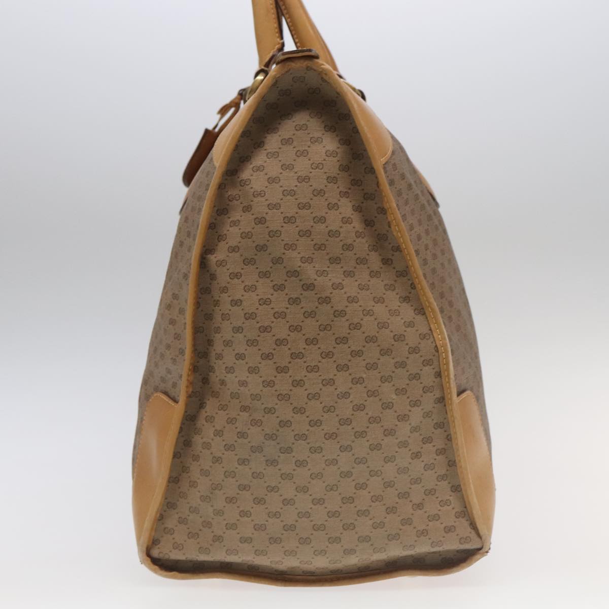 GUCCI Micro GG Canvas Boston Bag PVC Leather 2way Beige Auth 99419