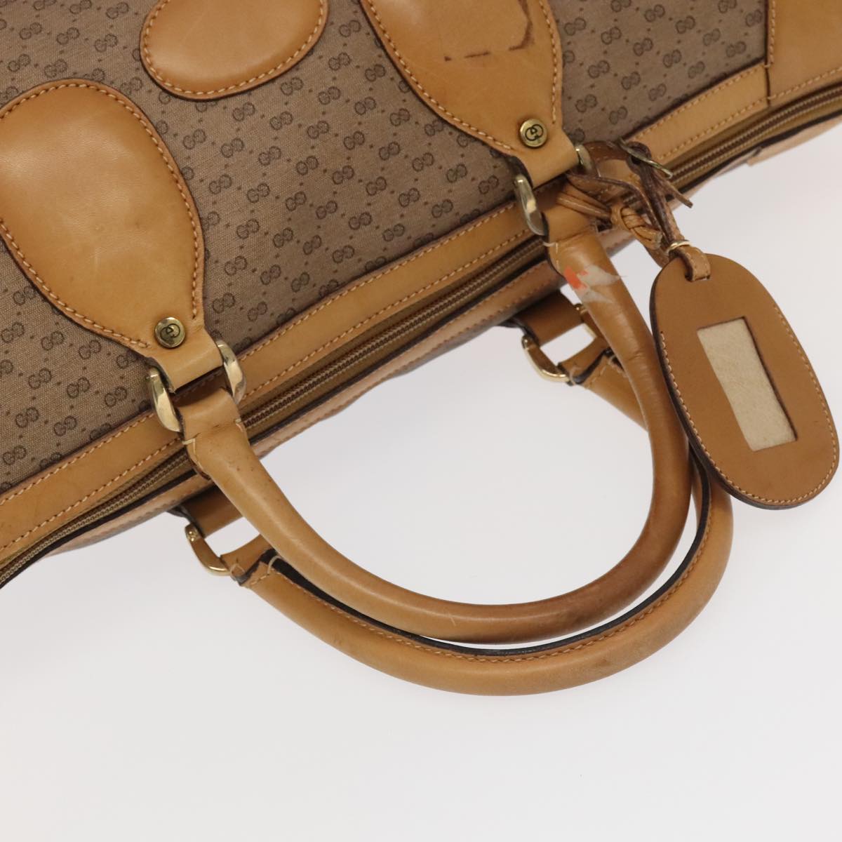 GUCCI Micro GG Canvas Boston Bag PVC Leather 2way Beige Auth 99419