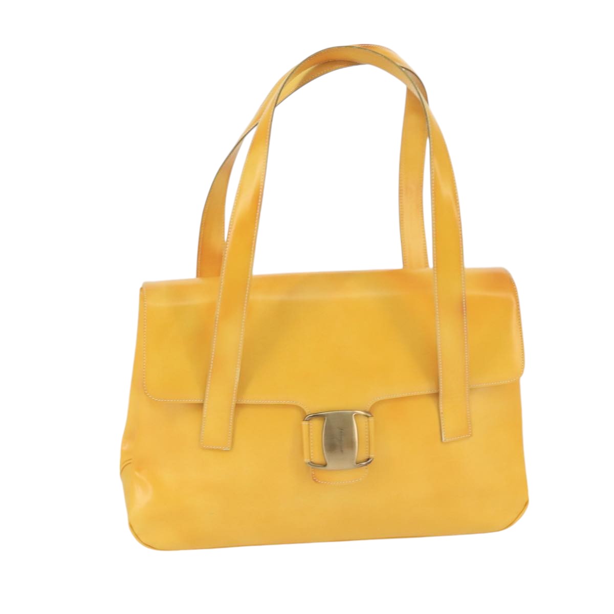 Salvatore Ferragamo Shoulder Bag Leather Yellow Auth 99420